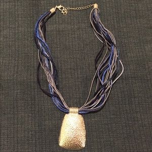 Blue necklace with silver pendent